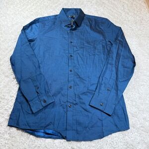 NWT INC International Concepts Dress Shirt Men's Large Navy Work Office Party